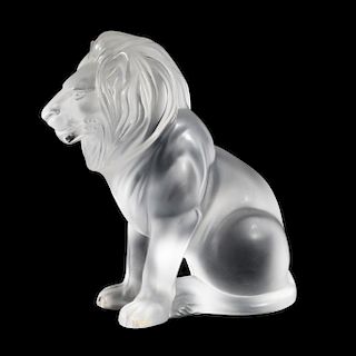 A LALIQUE CLEAR AND FROSTED GLASS "BAMARA" LION