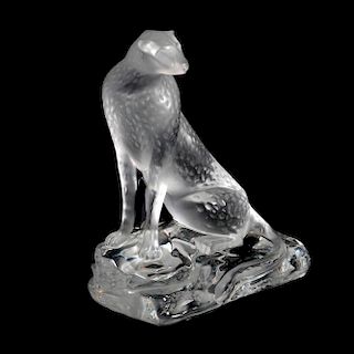 A LALIQUE CLEAR AND FROSTED GLASS "TANCREDE" CHEETAH