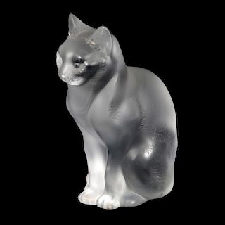 A LALIQUE FROSTED GLASS CAT