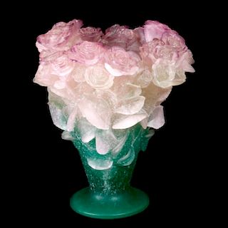 French Daum rose pattern vase.