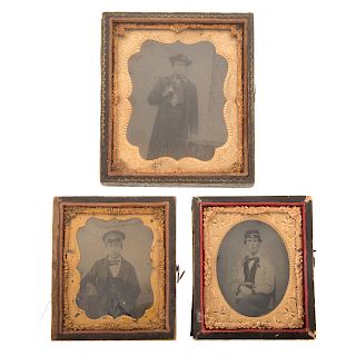3 Civil War Cased Images of Young Men & an Older