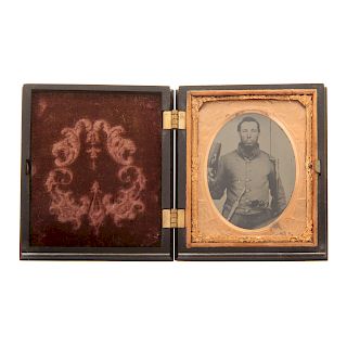 Civil War Era Cased Image of Soldier Armed with