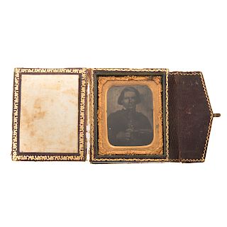 Civil War Era Cased Image of Sargeant Holding