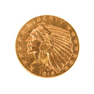 1915 $5 Gold Indian Half Eagle XF