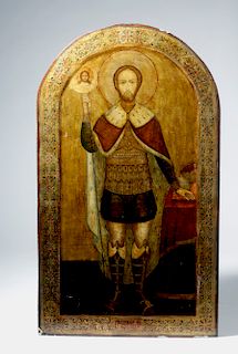 Large 19th C. Russian Icon - Royal w/ Holy Face Scepter