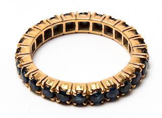 14K Yellow Gold with Sapphires Eternity Ring