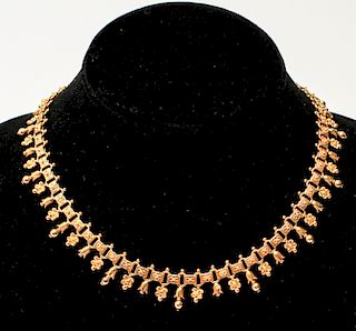 14K Indian Yellow Gold Floral Hinged Necklace