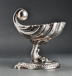 Austrian Silver Dolphin Shell Motif Compote 19th C
