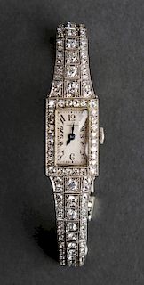Art Deco Platinum & Diamond Movado Ladies' Watch