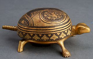 Japanese Turtle Form Gilt Bronze Table Bell