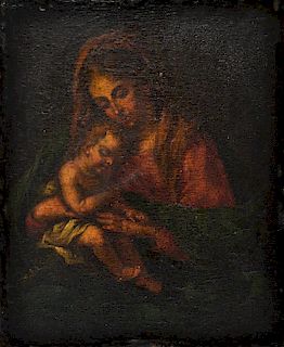 Early Flemish School Mother & Child Oil on Panel
