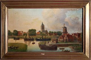 Illegibly Signed Dutch Landscape Oil 19th C.