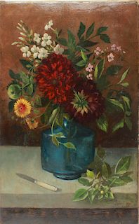 Louis Rondel Still Life with Flowers Oil on Canvas