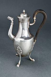 Continental Silver Animal Spout Coffeepot 19th C.