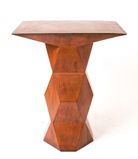 Modern Metal Table w Geometric Pedestal Base