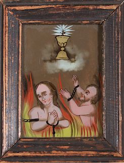 Verre Eglomise Reverse Painting on Glass Sinners