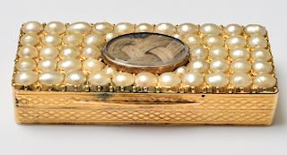 English Georgian 18K Gold & Pearls Box C. 1800