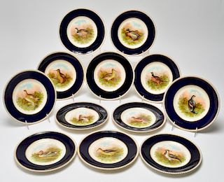 Gorham Black Starr Frost Bird Porcelain Plates, 12