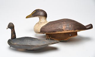 Decoys Eider Duck & Another Carved Wood Antique, 2