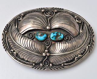 Southwest Native American Silver Turquoise Buckle
