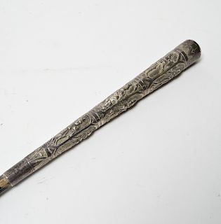 Southeast Asia Silver & Wood Cane / Walking Stick