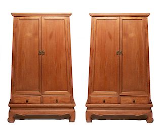 Chinese Late Ming-Manner Oak Tapered Cabinets