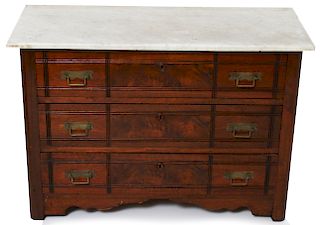 Eastlake Marble Top Chest of Three Drawers