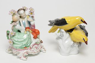 Herend Hungary Porcelain Figurines, 2 Vintage