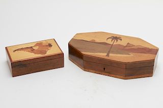 Wood Marquetry Covered Boxes, 2