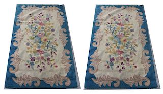 French Manner Floral Rugs 3' x 5' 2", Pair