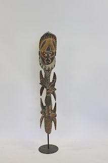 Antique Life Size African Carved Wood Sculpture.
