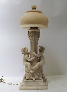 Antique Alabaster Figural Table Lamp.