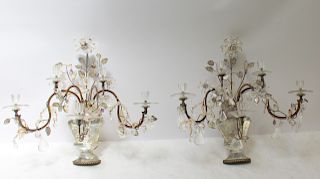 Pair of Bagues Style Rock Crystal Sconces.