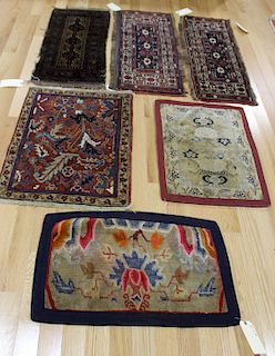 Lot of 6 Antique Hand Woven Throw Rugs / Mats.