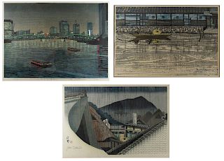 Three Woodblock Prints by Sekino and Sugiyama.