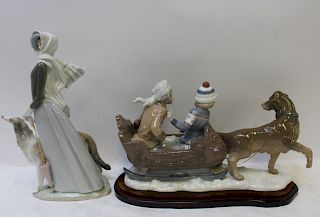 LLADRO. Lot of 2 Porcelain Groupings With
