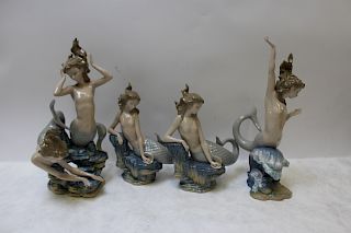 LLADRO. Grouping of Porcelain 4 Mermaids.