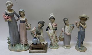 LLADRO. Grouping of Porcelain Figures with Flowers