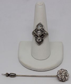 JEWELRY. Antique Diamond Jewelry Grouping.