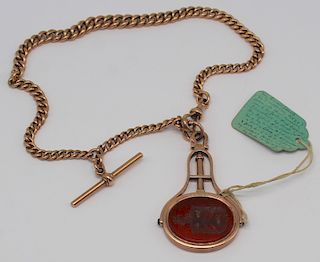 JEWELRY. Antique English Fob Chain and Pendant.