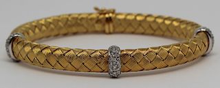 JEWELRY. Italian 18kt Gold & Diamond Bracelet.