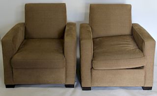 Pair Of Quality Custom Upholstered Club Chairs.