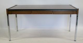 MIDCENTURY. Oak 3 Drawer Desk with Chrome Legs and