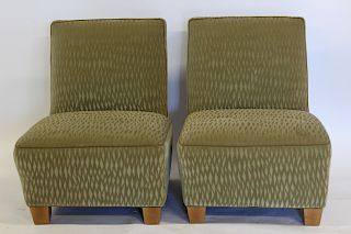 Pair Of Art Deco Style Upholstered Club Chairs