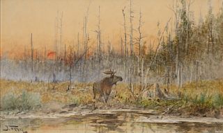 John Fery (1859–1934): Sunset over the Lake