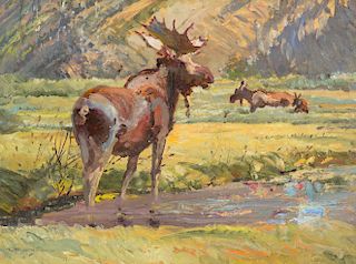 Robert Lougheed (1910–1982): Moose on the Gallatin River