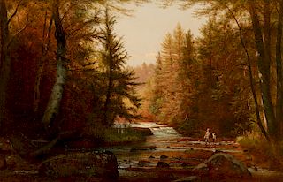 Worthington T. Whittredge (1820–1910): Fishermen in a Wooded Landscape
