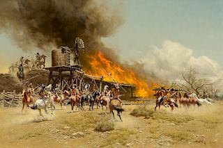 Frank Mccarthy (1924–2002): Burning of the Relay Station (1979)