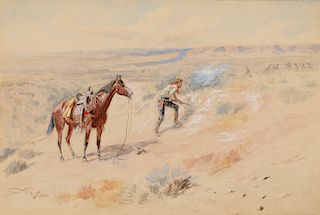 Charles M. Russell (1864–1926): Man Hunting Antelope (1902)