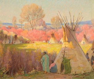 Joseph Henry Sharp (1859–1953): Autumnal Tepees